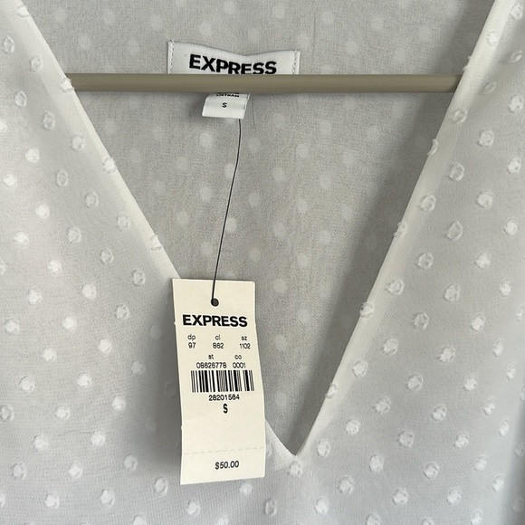 Express Clip Dot Flutter Sleeve Blouse - White - Size S - Picture 2 of 5